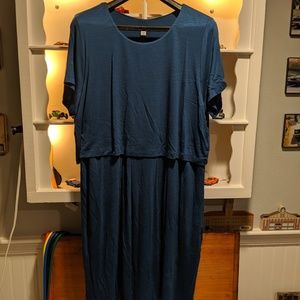 J Jill petite deep blue dress with POCKETS!